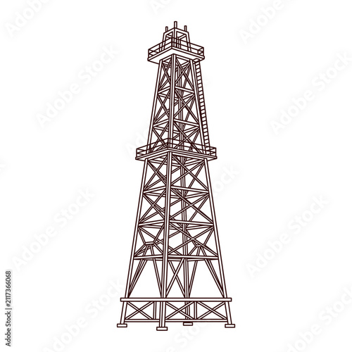 Vintage Oil Derrick Tower, Industrial Landmark, Retro Energy Extraction Structure