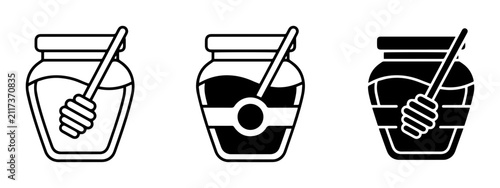 Fotografía Honey Jar Icons, Sweet Food Vector Graphics, Natural Sweetener Collection