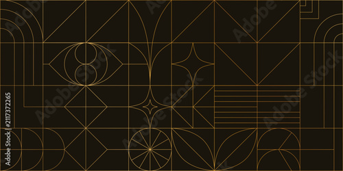 Foto Luxury geometric gold line art and art deco background vector