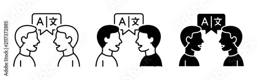 Canvas Print Language Translation Icons, Communication Symbols, International Dialogue Graphi