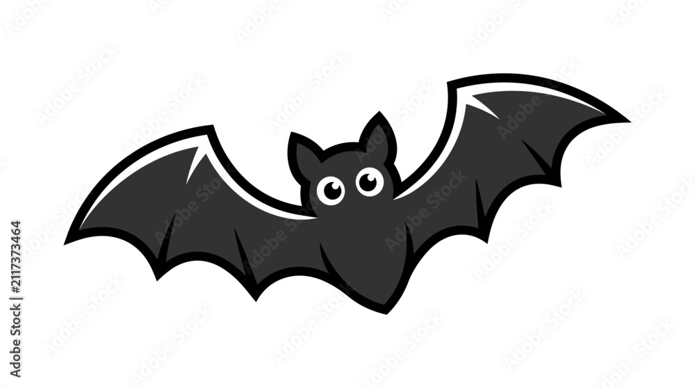 Fototapeta premium Cute Cartoon Bat Flying Mascot Illustration Isolated on White Background