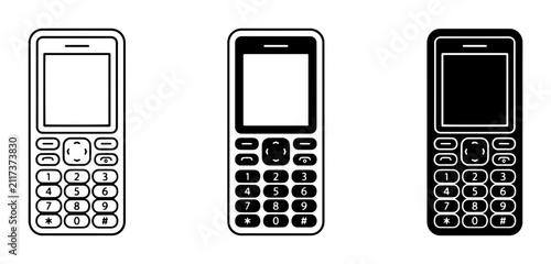 Obraz na płótnie Retro Feature Phone Icons, Vintage Mobile Phone Set, Classic Cellphone Graphics