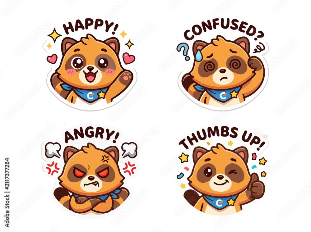 Obraz premium Cute Bear Emoji Emotion Collection with Labels