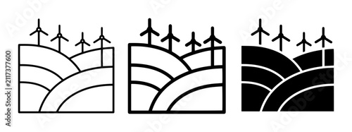 Obraz na plátně Wind Turbine Landscape Icons, Renewable Energy Farm Vector Graphics, Sustainable