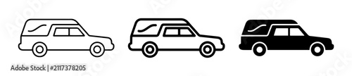 фотографія Hearse Icons, Funeral Car Vector Graphics, Black and White Vehicle Illustrations