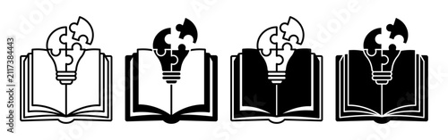 Open Book with Global Puzzle Globe Icon.
