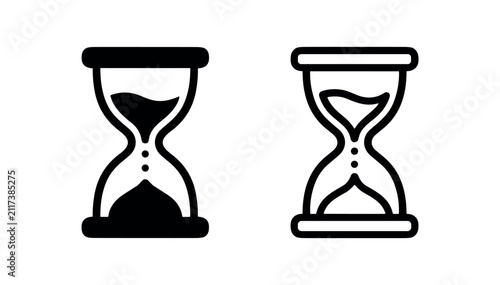 Hourglass Timer Icon Set for Time and Deadline