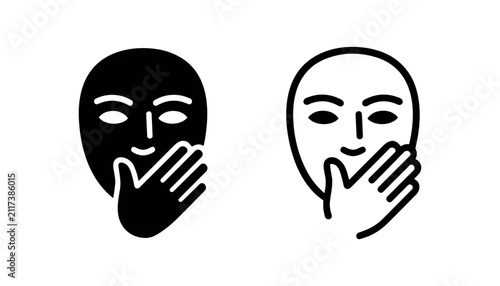 Obraz na płótnie Face with Hand Over Mouth Icon Symbol for Silence or Secret