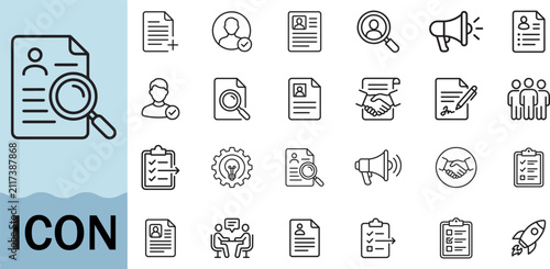 Business and human resources icon collection for recruitment