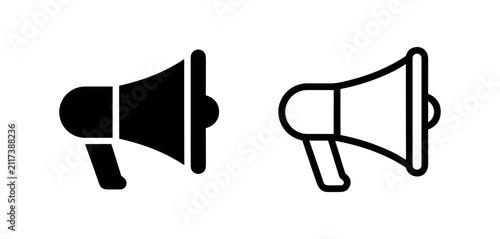 Megaphone bullhorn announcement marketing icon set