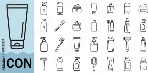 Set of personal care hygiene product icon