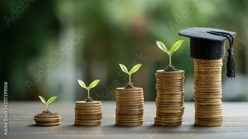 plant growing from coins for concept education and scholarships