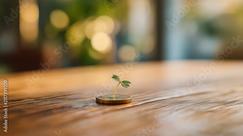 young tree growth on coin for concept investment mutual fund finance and pension retirement