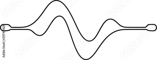 Foto Black continuous wavy line forms a closed loop path resembling an elongated circ