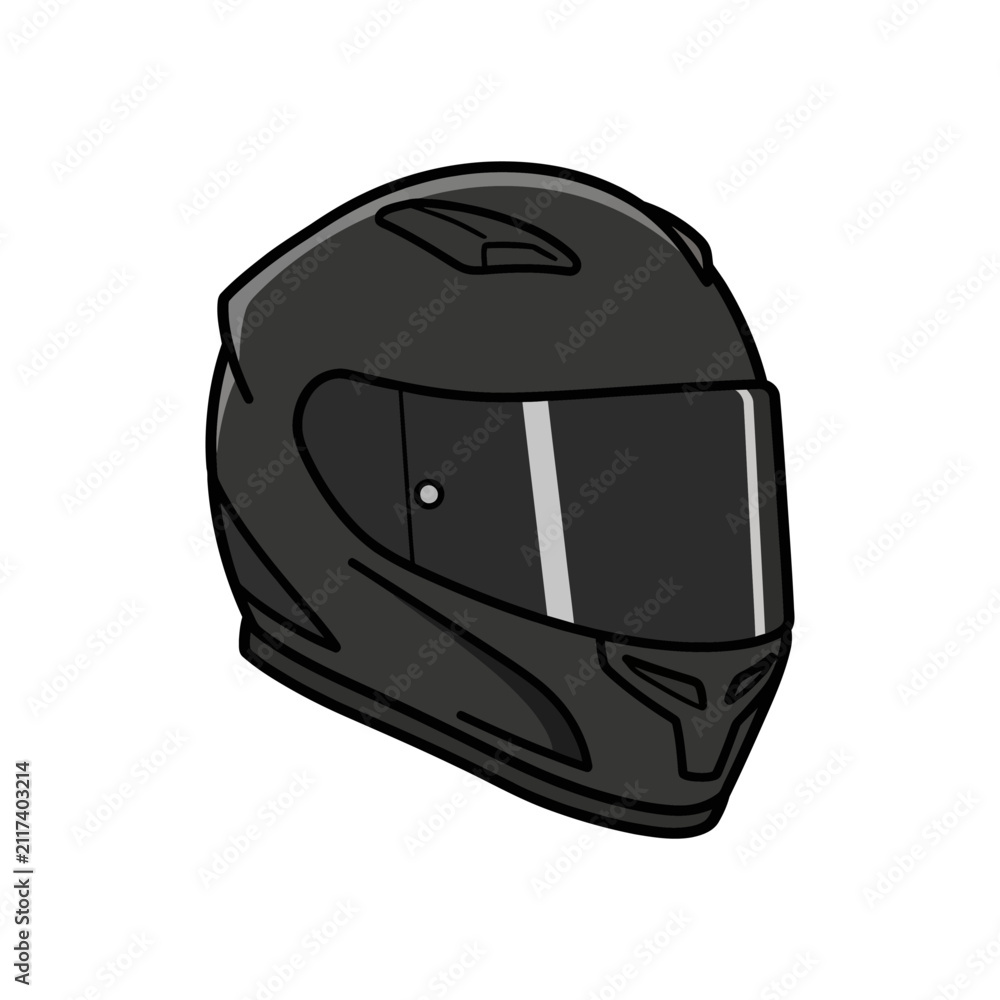 Fototapeta premium Matte Black Full-face Motorcycle Helmet Vector