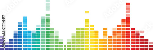 Rainbowcolored bar graph resembling a stylized audio equalizer display