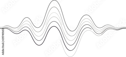Quadro su tela Series of five parallel undulating lines with varying shades of gray