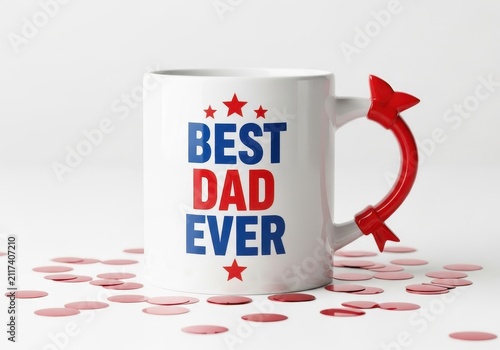 Colorful best dad ever trophy celebrating fatherhood with confetti