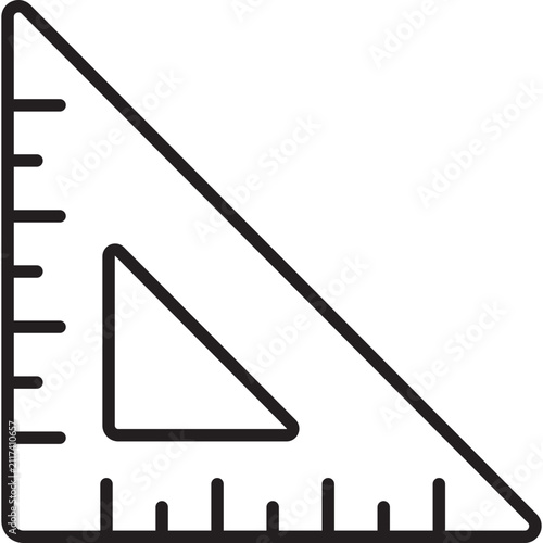 Set Square Ruler Geometry Outline Vector Icon