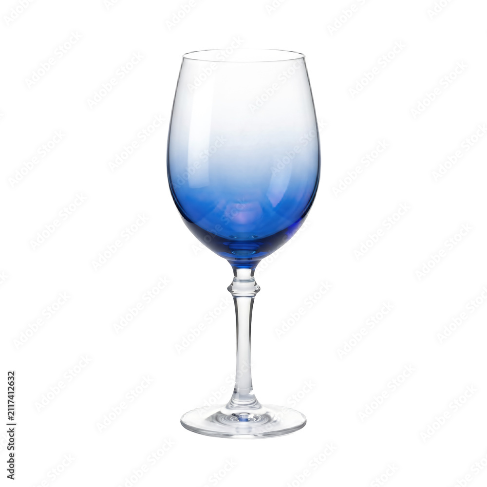 Obraz premium Gradient ombre sapphire blue to clear glass wine goblet, isolated on transparent background transparent design element