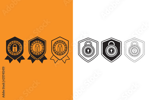 Security icons with padlocks and shields for protection and safety concepts