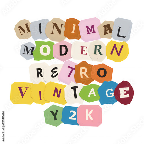 Colorful minimal modern retro badge collection set isolated on transparent background