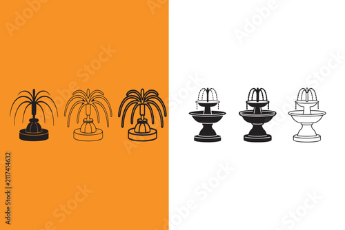 Various decorative outdoor water fountains in different styles and colors