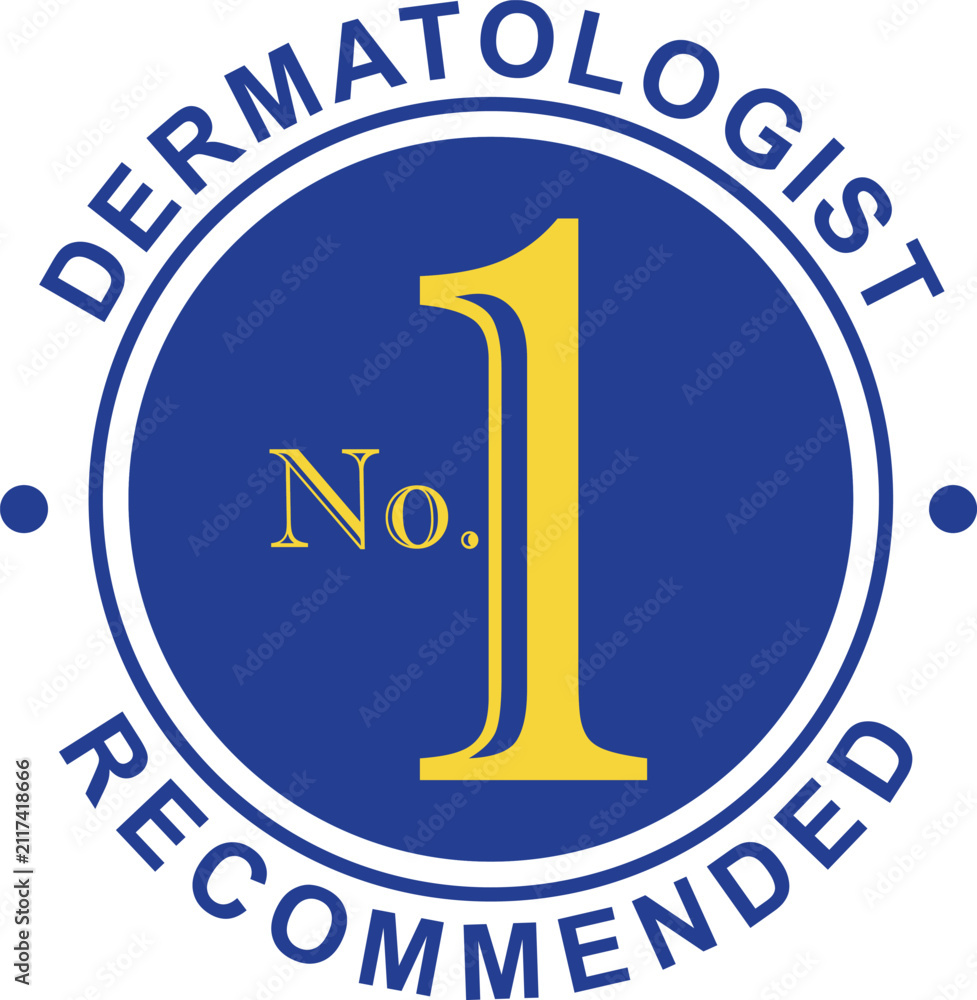 Obraz premium Dermatologist recommended vector icon, Dermatologist Recommended emblem, Sticker Label