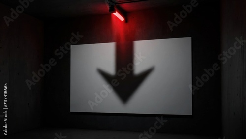 Dark Room With Downward Arrow Projection.