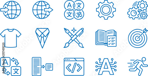 Foto Machine learning global translation and artificial intelligence natural languag
