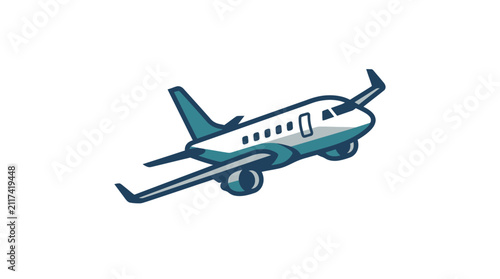 Bild auf Leinwand Airplane flying through clear blue sky.