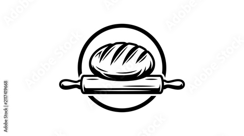 Baking illustration with rolling pin bread.