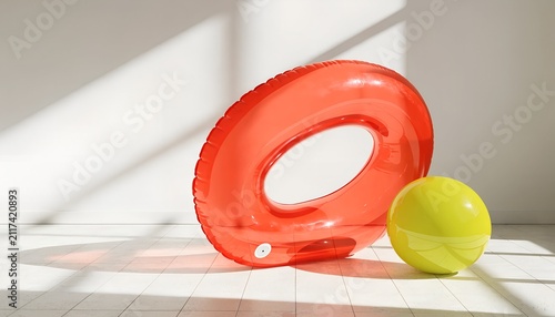 Vibrant red donut with lime on white background. Glossy pastry and citrus fruit for fresh food styling.