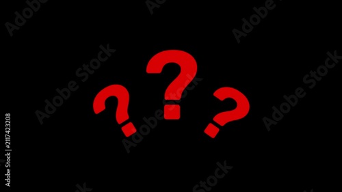 Black questions mark pop up video, on alpha transparent background