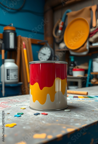 Red and yellow paint drippi...