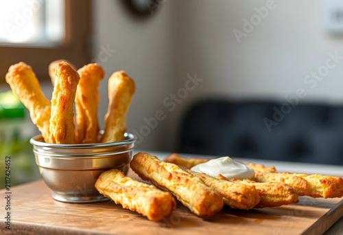 Golden fried cheese sticks ...