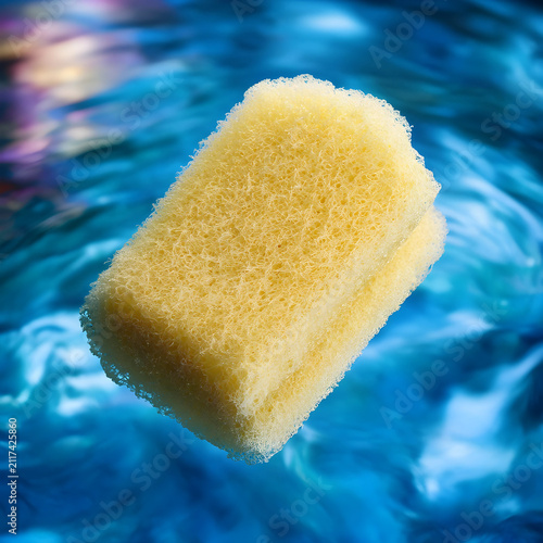 Yellow cleaning sponge with...