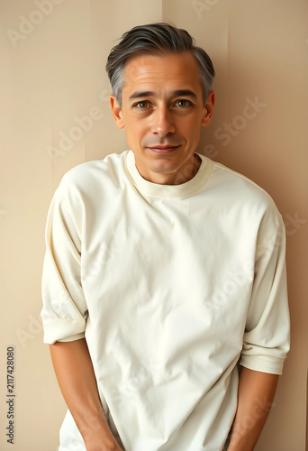 Smiling middle aged man wit...