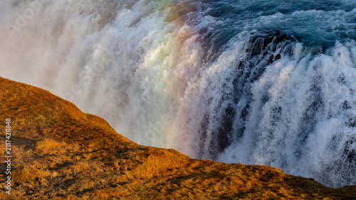 Konstfotografi Rainbow on the flowing cascade of the Gullfoss waterfalls in the golden circle i