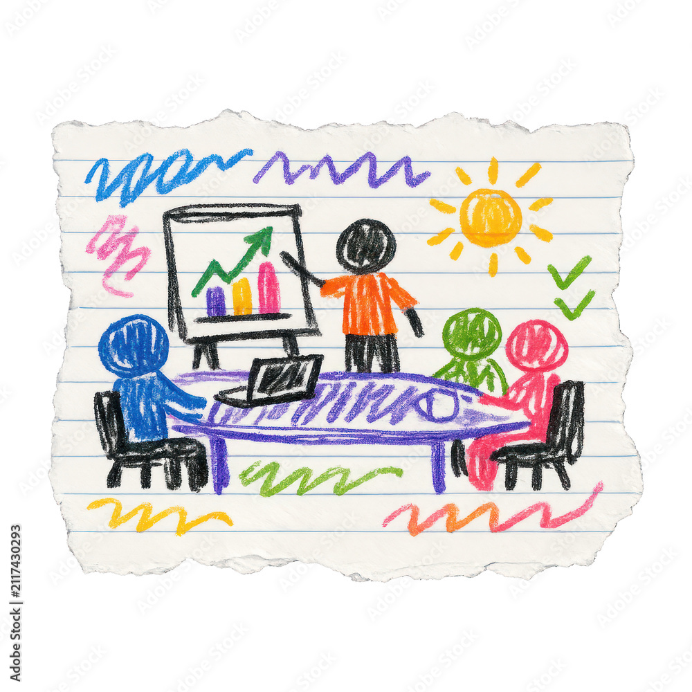 Naklejka premium PNG Colorful hand-drawn business meeting