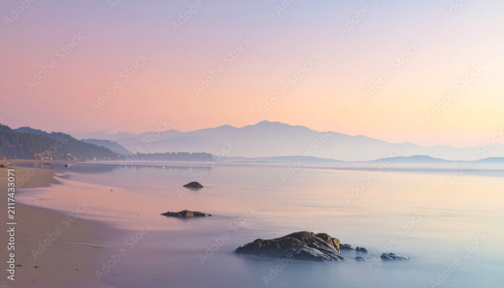 Fototapeta premium Pastel Sunrise Beach Landscape