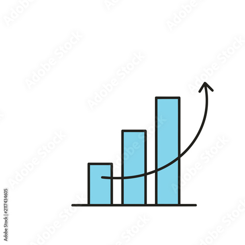 Bar chart with upward trending arrow