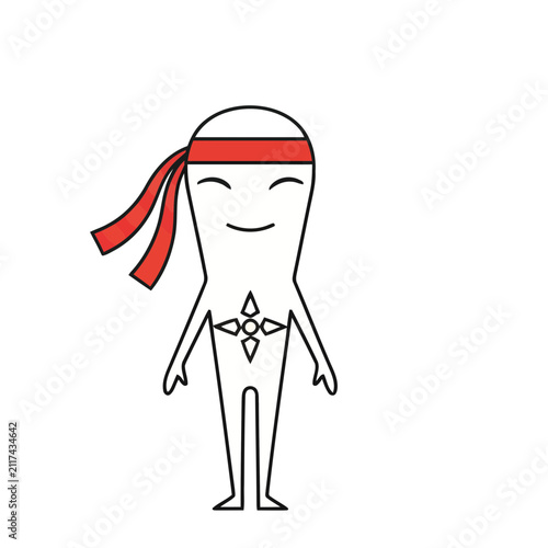Cartoon character with red headband and ninja star emblem