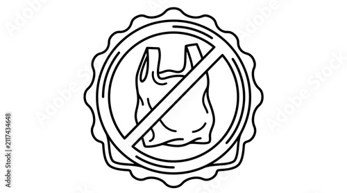 Fotografía No Plastic Bag Icon, Stop Single-Use Plastic Pollution, Environment Protection