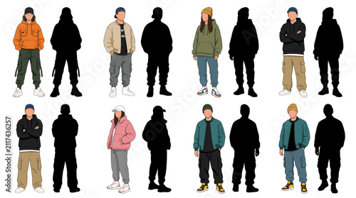 Obraz na płótnie Professional vector collection featuring different man and woman wearing fashion
