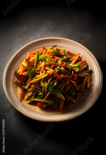Stir fried garlic chives an...