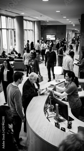 Diverse Group Interacting At A Modern Reception Area