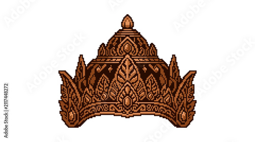 Cuadro en lienzo Ornate Pixel Art Crown Emblem