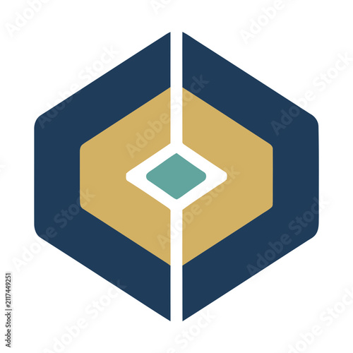Abstract geometric logo with hexagon and diamond shapes
