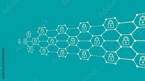 Data security network with connected lock icons
